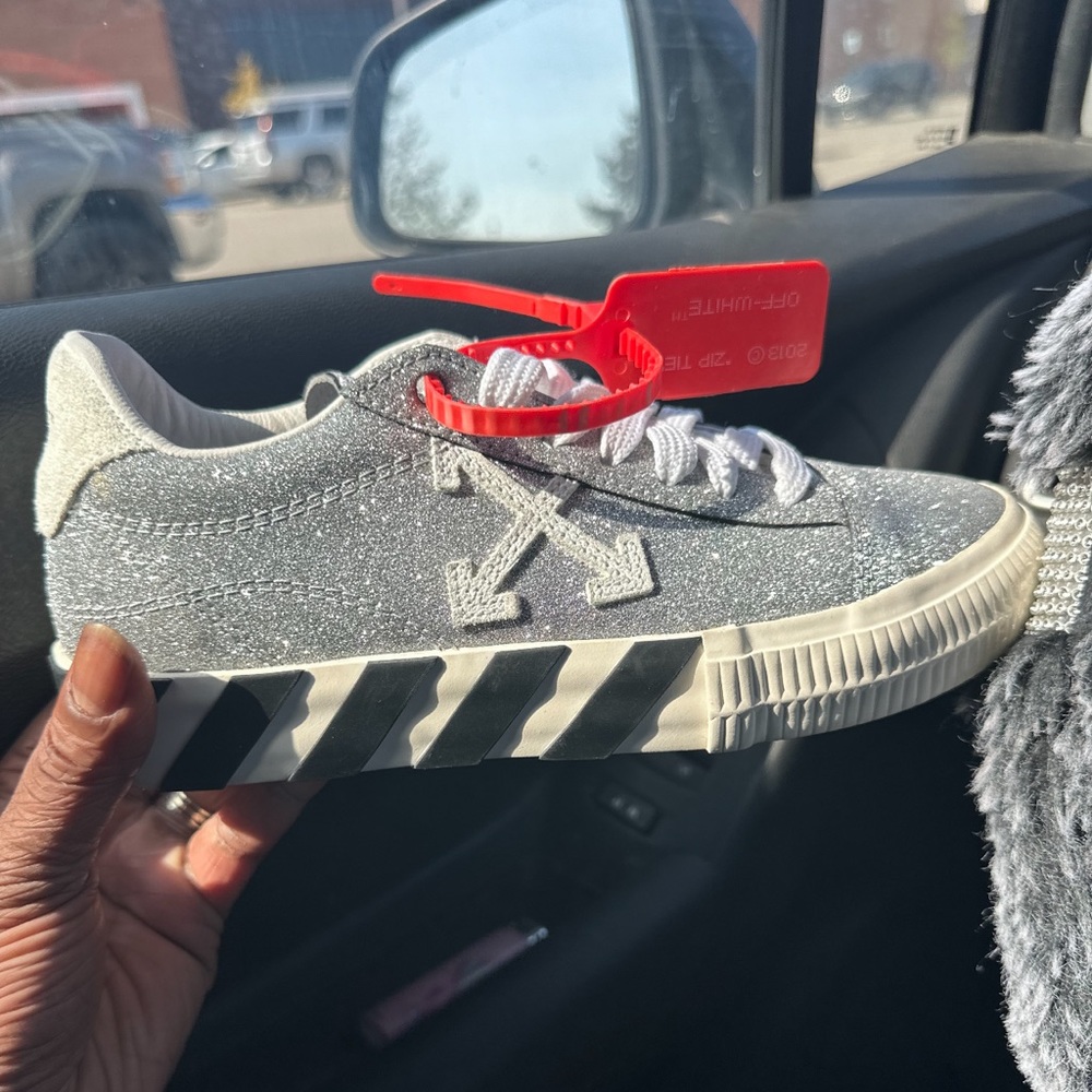 Off white glitter shoes